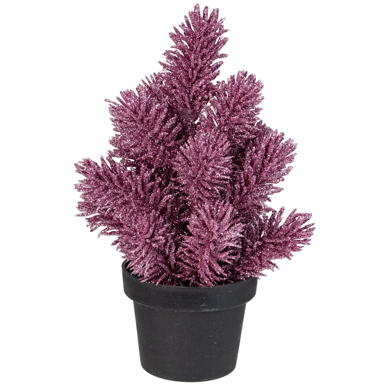 Northlight Potted Metallic Glitter Artificial Pine Christmas Tree - 8.5" - Pink - Unlit